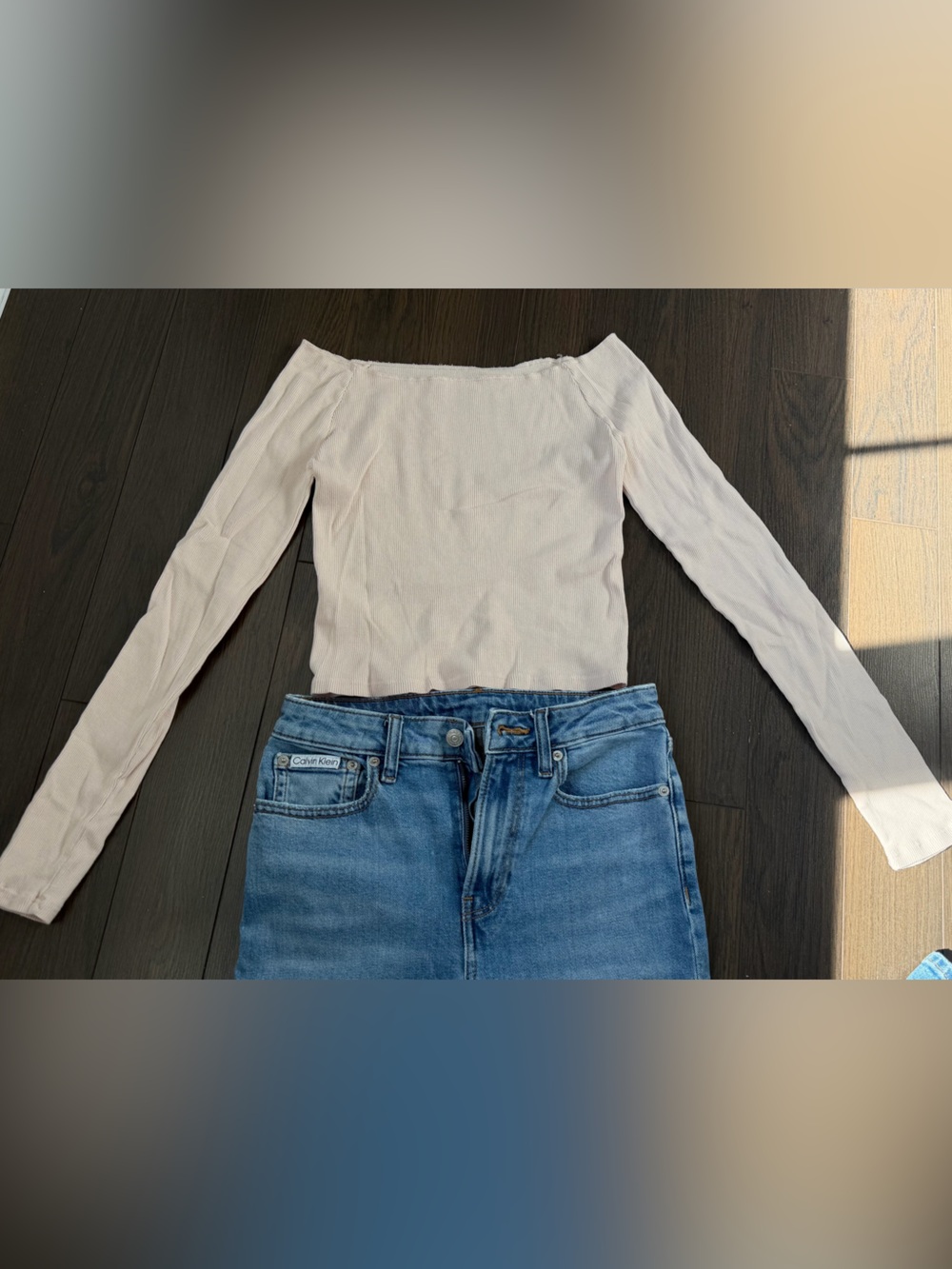 John Galt / Brandy Melville Off Shoulder Ribbed Top - Blush Pink